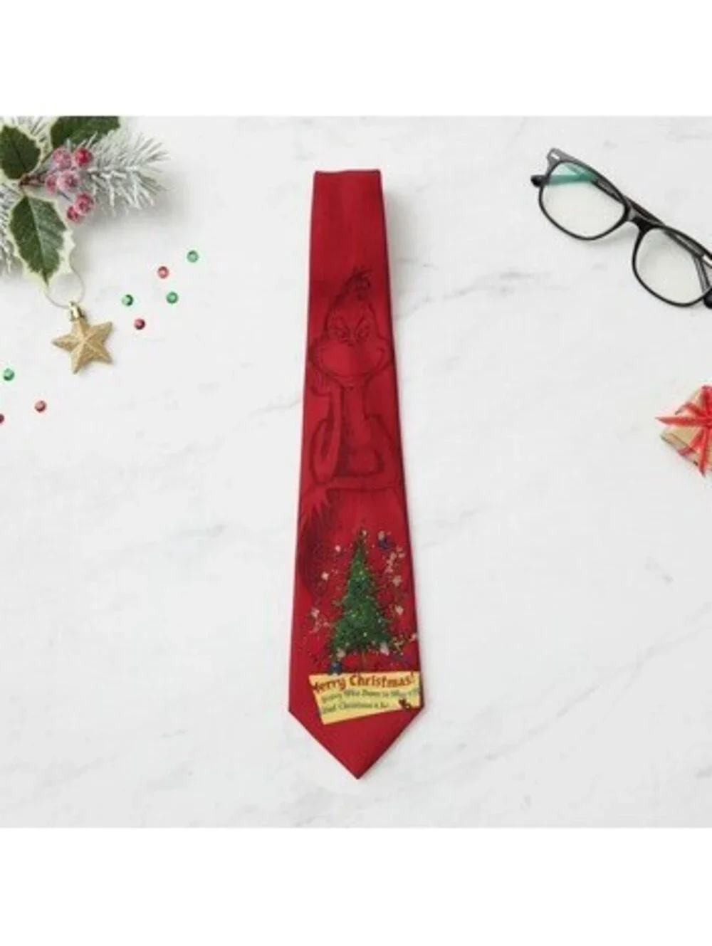 Dr. Seuss How The Grinch Stole Christmas Holiday Novelty Men's Tie Who Ville